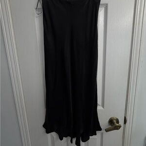 Mango MNG Suit Black Satin Hi-Low Slip Skirt Women's XS Quiet Luxury Minimalist
